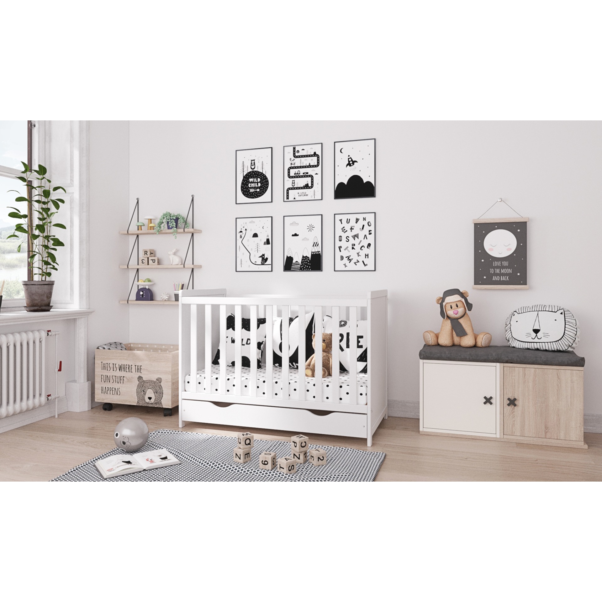 Lit bébé évolutif avec tiroir - ELINOR- 120x60 cm - Premiers Moments